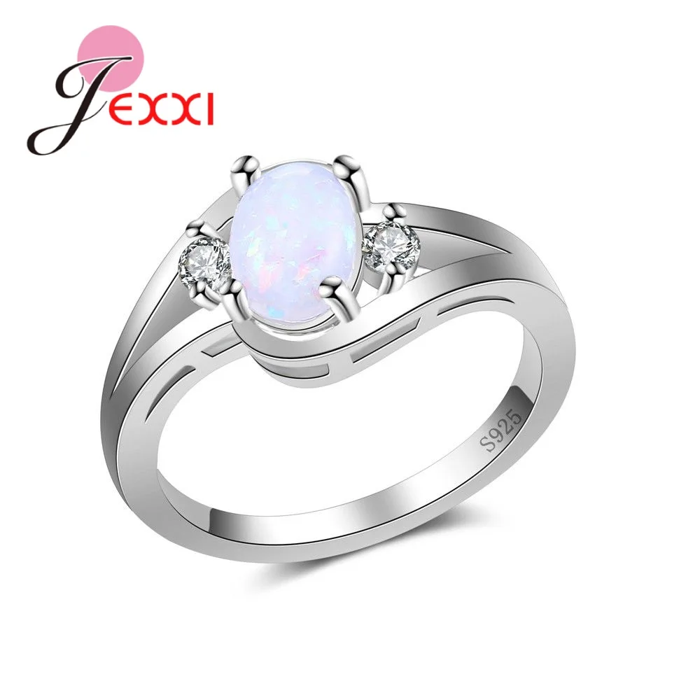 

Simple Spiral Design 925 Sterling Silver Jewelry Paved High Quality Opal Stones Crystal Women Wedding Romantic Jewelry