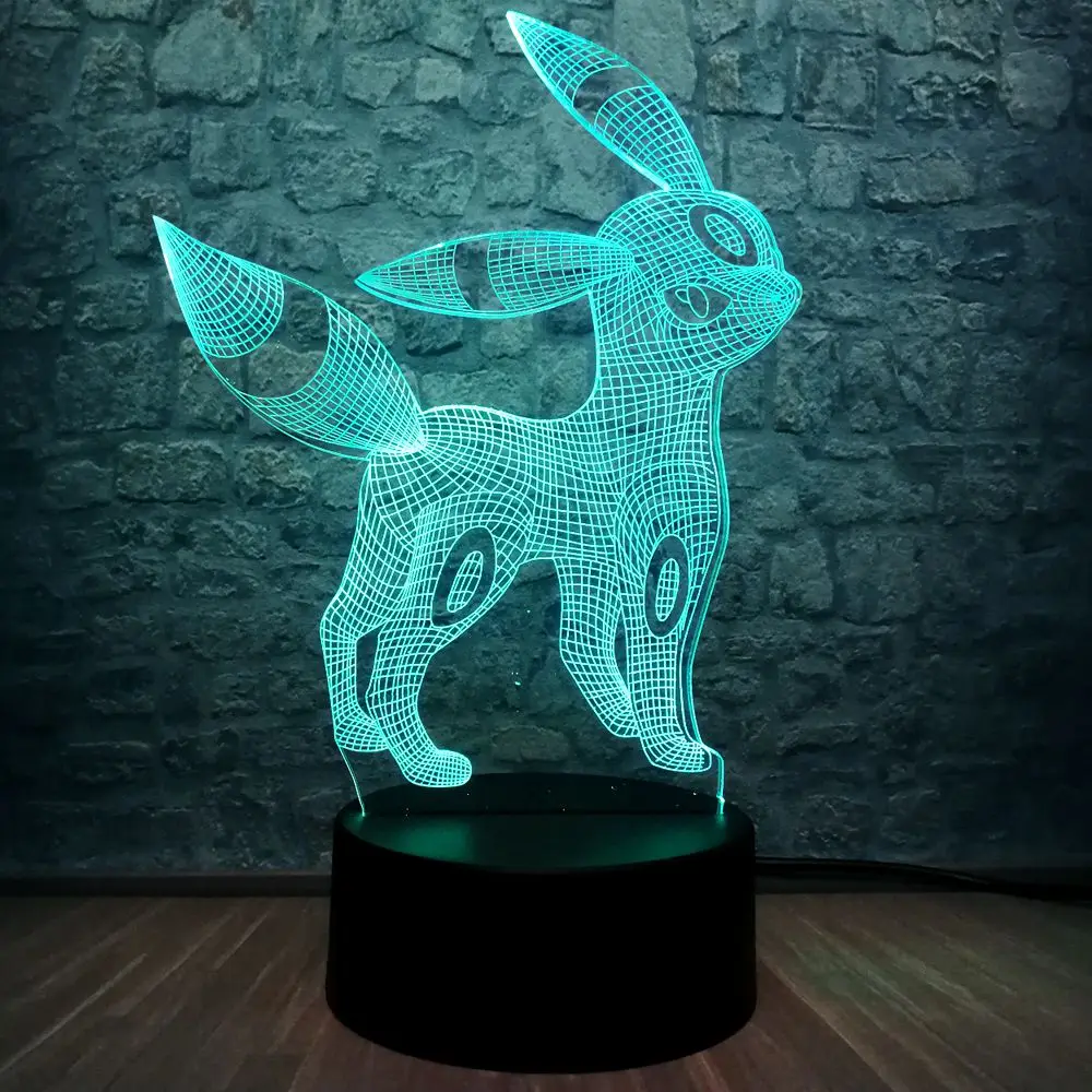 Pokemon 3D светодиодный ночной Светильник RGB Blub 7 цветов лампа для сна в спальню