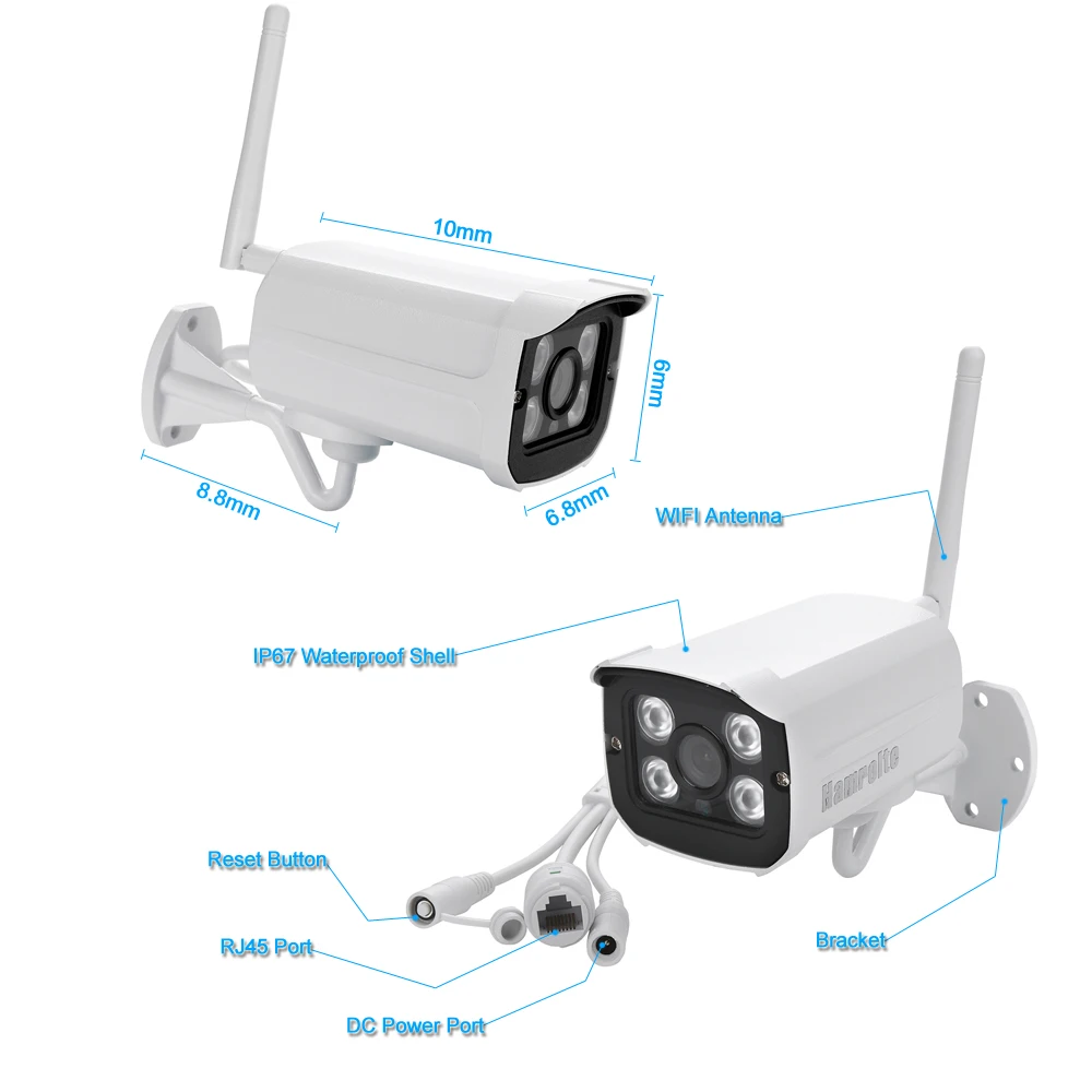 Беспроводная уличная IP камера Hamrolte ONVIF Yoosee 1080P/960P/720P с поддержкой TF Max 128G удаленный