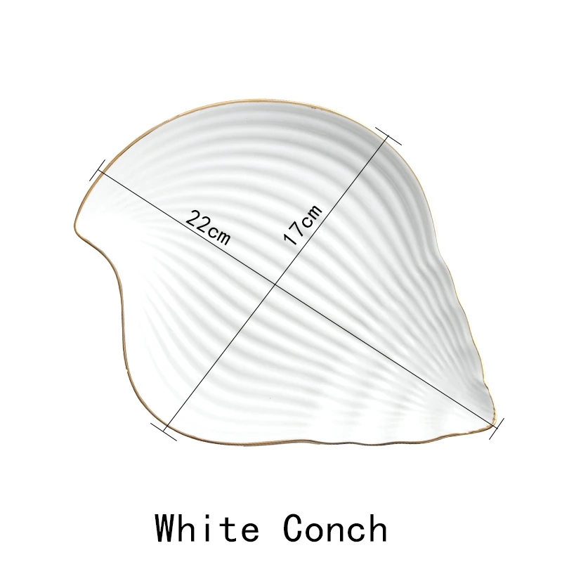 White Conch Лидер продаж, креативная Керамическая маленькая тарелка в различных стилях со звездой или раковиной, тарелка для десерта, фруктов, закусок, ремесла, подарок для любителей кухонных принадлежностей - Цвет: White Conch