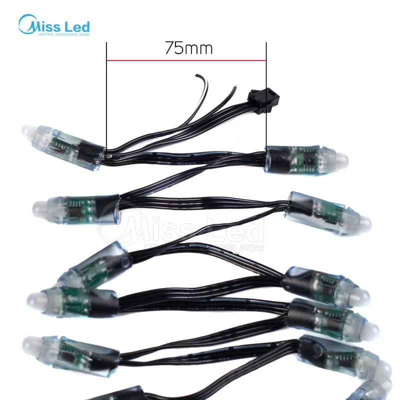 WS2811 RGB цифровой светодиодный модуль 50 шт. 12 мм, водонепроницаемый ip68, 2811 IC черный/зеленый/белый/с украшением в виде кристаллов/RGB провода, светодиодные пиксельные модули, DC5v
