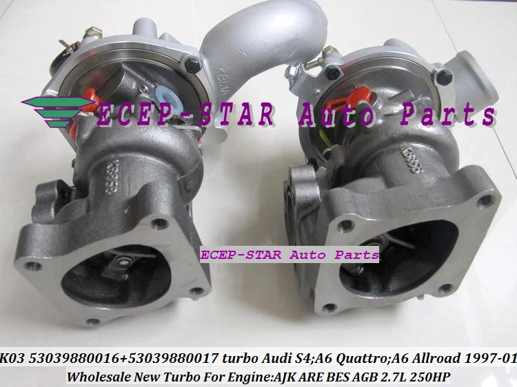 Бесплатная доставка турбокомпрессор Twin Turbo K03 53039700016 53039700017 078145701R для AUDI S4 A6 1997-01 AJK