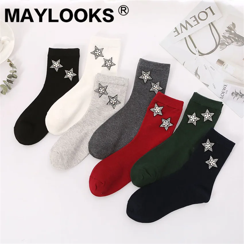 Maylooks Осенне зимняя обувь Новое поступление хлопковая Лидер продаж женские Носки