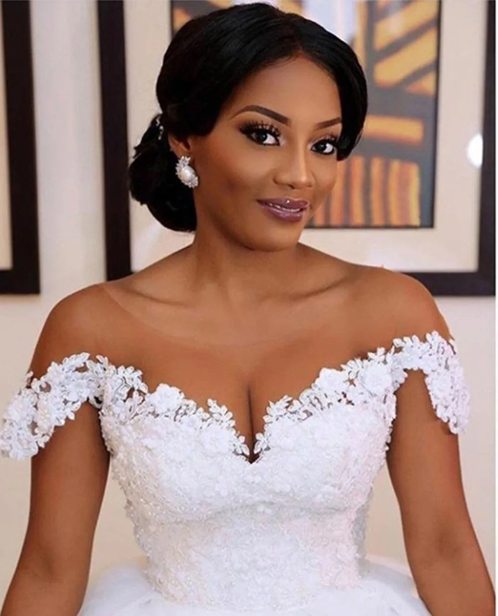 Вечернее платье без спинки свадебное Цветы Кружева Аппликации для свадебных