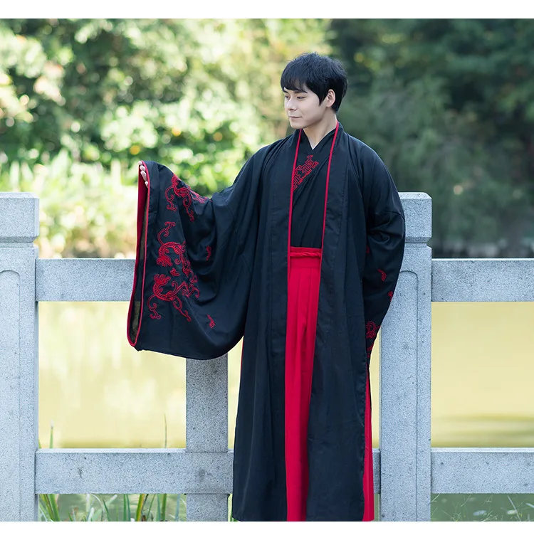Hanfu мужские Han Ele Мужская традиционная одежда с длинным рукавом юбки династии Тан древние наряды для мужчин сценическая Одежда для танцев китайский DN3514