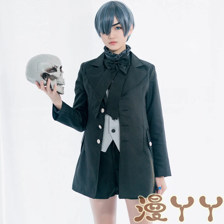 Костюм для косплея Kuroshitsuji Sky Phantomhive Cos костюм демона аниме черный Батлер с кольцом