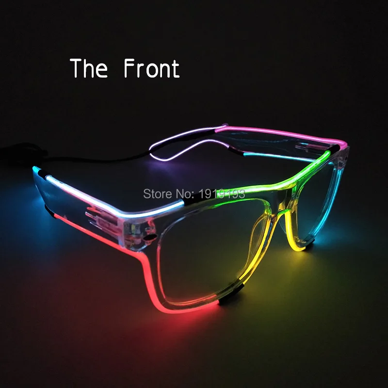 

Brand Design Fashionable Voice Control Dream Color Neon Strip Led Wedding Glasses Holiday Lighting EL Wire Rave Costume Glasses