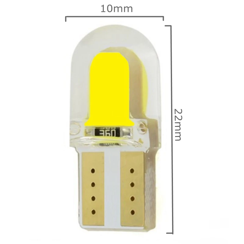 100 шт. T10 W5W силиконовый корпус COB LED автомобильная парковочная лампа 192 501