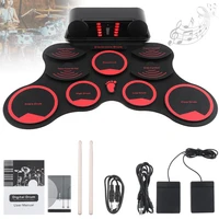portable roll up electronic drum set 9 silicon pads built in speakers with drumsticks sustain pedal support midi usb