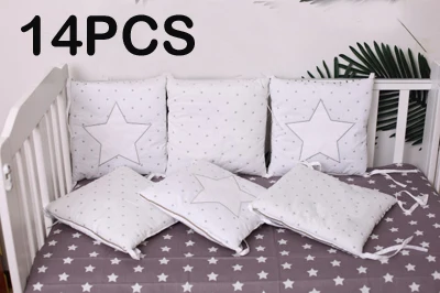 grey star 14pc Детская кроватка, бампер, защита для кровати, Детская Хлопковая кроватка, детские постельные принадлежности, 6 шт., плюшевый медведь, бампер для мальчиков и девочек - Цвет: grey star 14pc