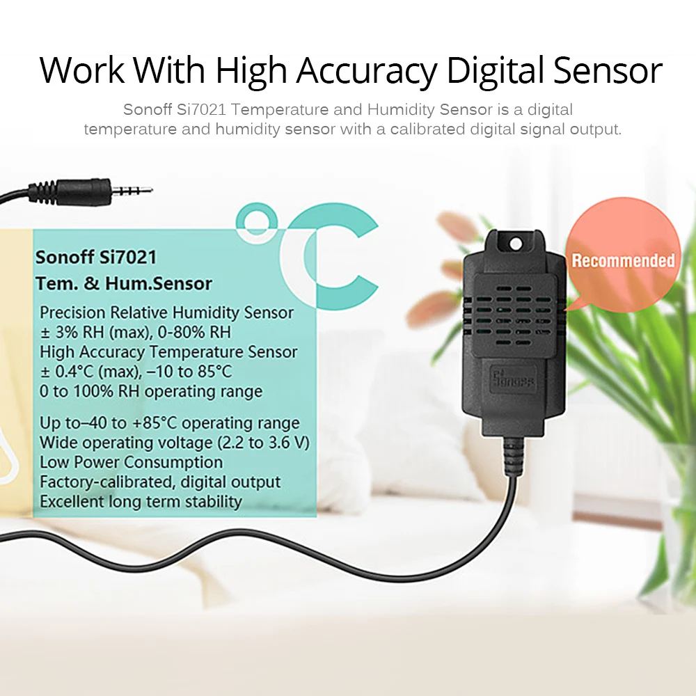 Высокоточный монитор SONOFF Si7021 датчик влажности переключатель беспроводной Смарт