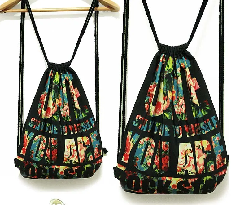 Hot ! Backpacks Floral Printed School Bags Girl Canvas Vintage Original Woman Drawstring Travel Softback Graffiti Backpack | Багаж и сумки