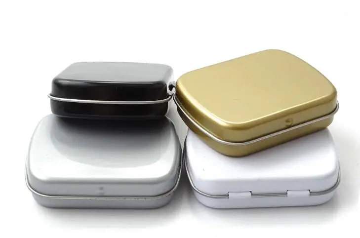 100 шт./лот серебряная металлическая коробка прямоугольная жевательная резинка