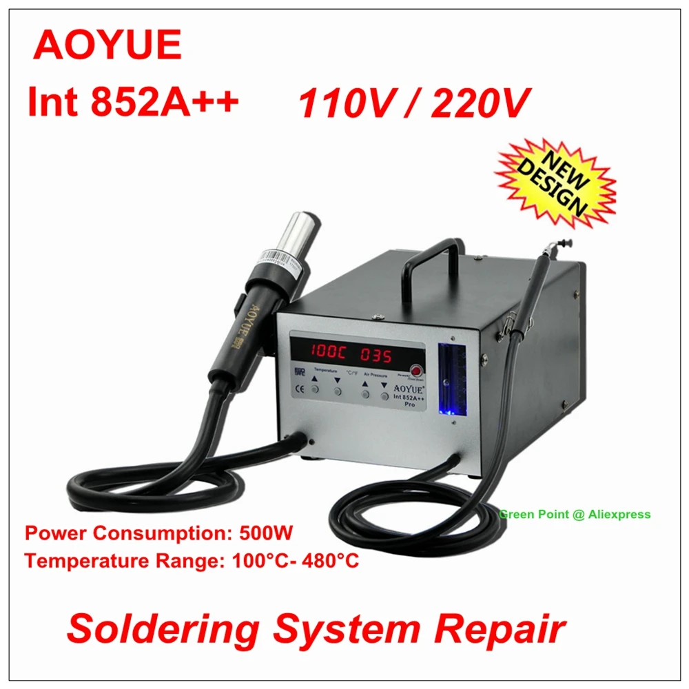 Aoyue 852A ++ ESD Микропроцессор-контроллер с термофеном BGA паяльная станция для ремонта