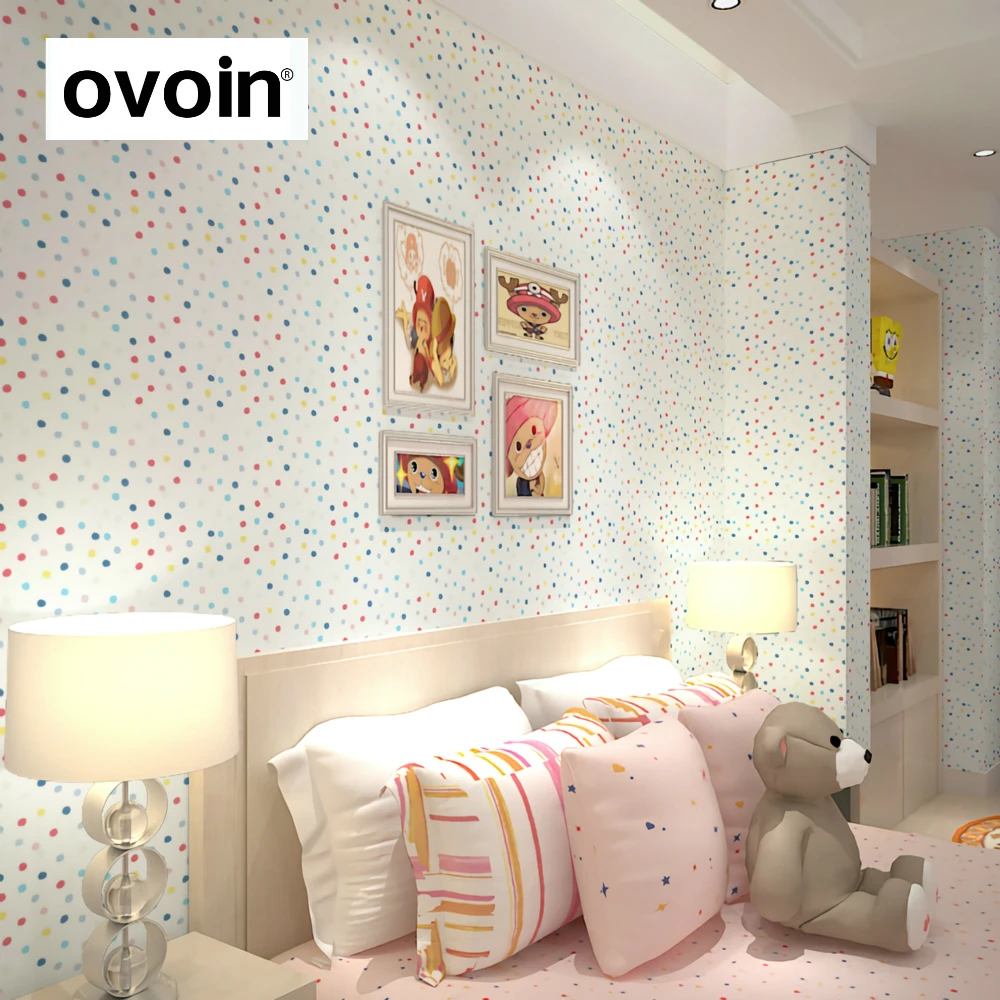 Color Polka Dots Children Wallpaper Girls Bedroom Wall Paper Roll Boy Kids Wallpapers for Baby Room | Обустройство дома