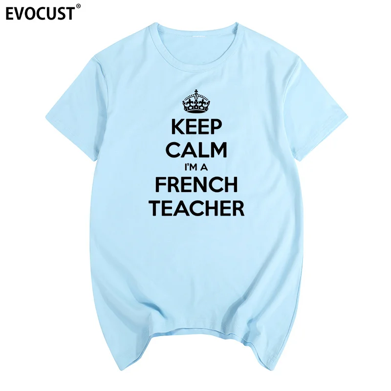 Летняя Хлопковая мужская футболка с принтом надписи keep calm I am a французский