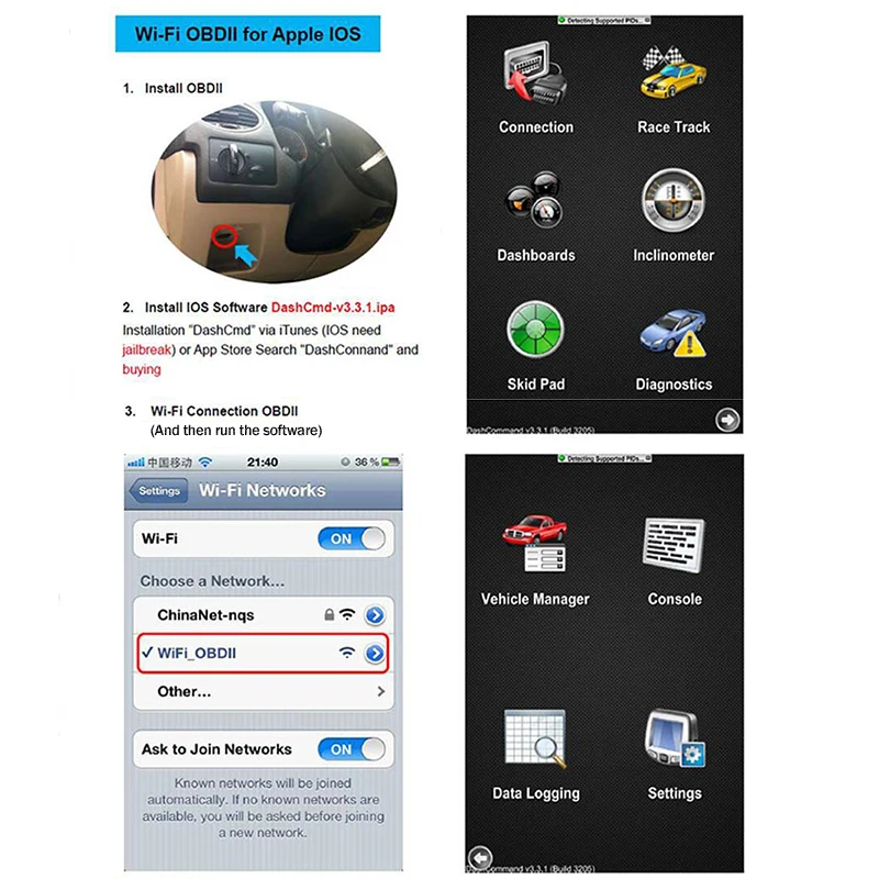 Хит! Последняя версия ELM327 WIFI OBD2/OBDII автоматический диагностический сканер