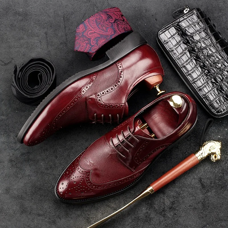 Туфли-Броги мужские из натуральной кожи с круглым носком GD48 | Обувь