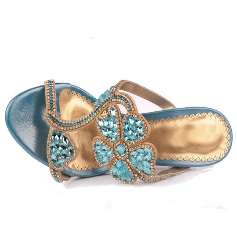 Летние Новые шикарные женские Стразы с кристаллами открытым носком Модные