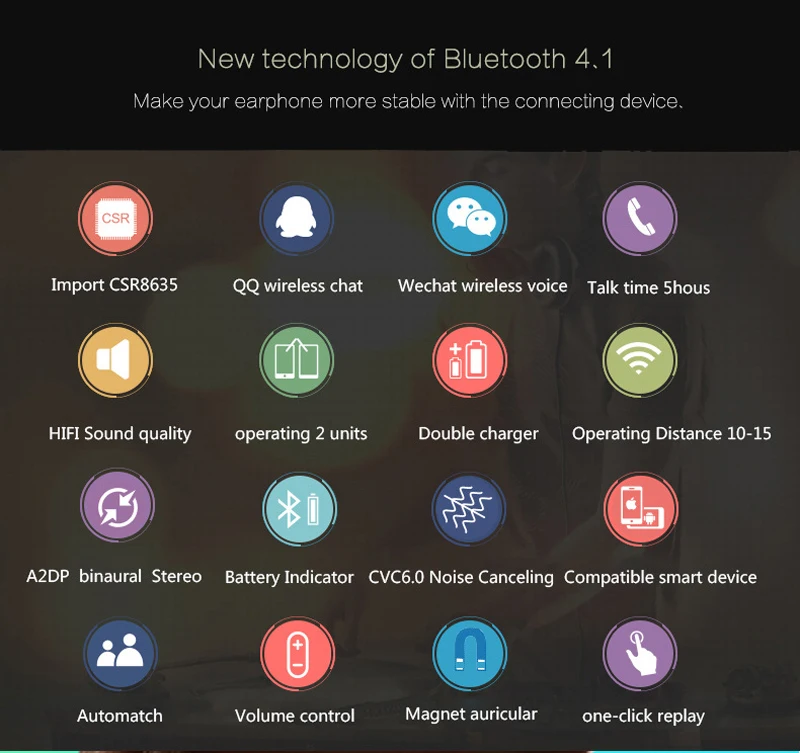 Магнитные металлические наушники спортивные беспроводные Bluetooth стерео музыка