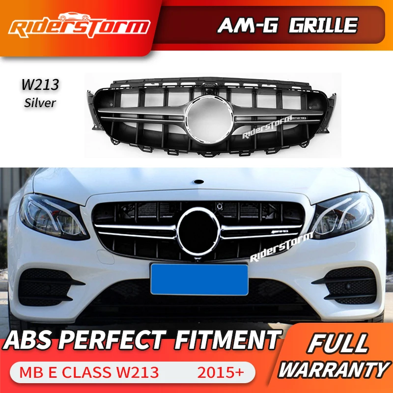 W213 GT решетка E63 стиль передний бампер Гриль серебристый черный для Mercedes Benz E class E200