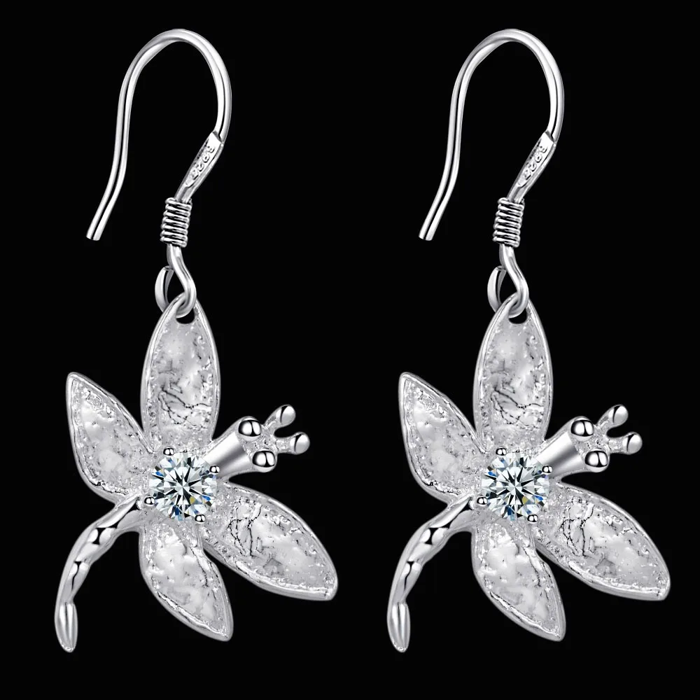 Серьги в форме стрекозы модные серьги-капли для женщин винтажный с серебряным