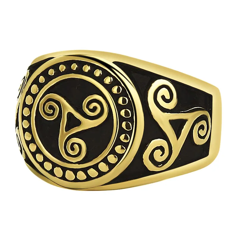 Valily Jewelry Для мужчин, Золотое кольцо Нержавеющая сталь Celt Viking kольцо в форме цветка для Для мужчин Винтаж ремешок круглые кольца Для женщин US Размеры