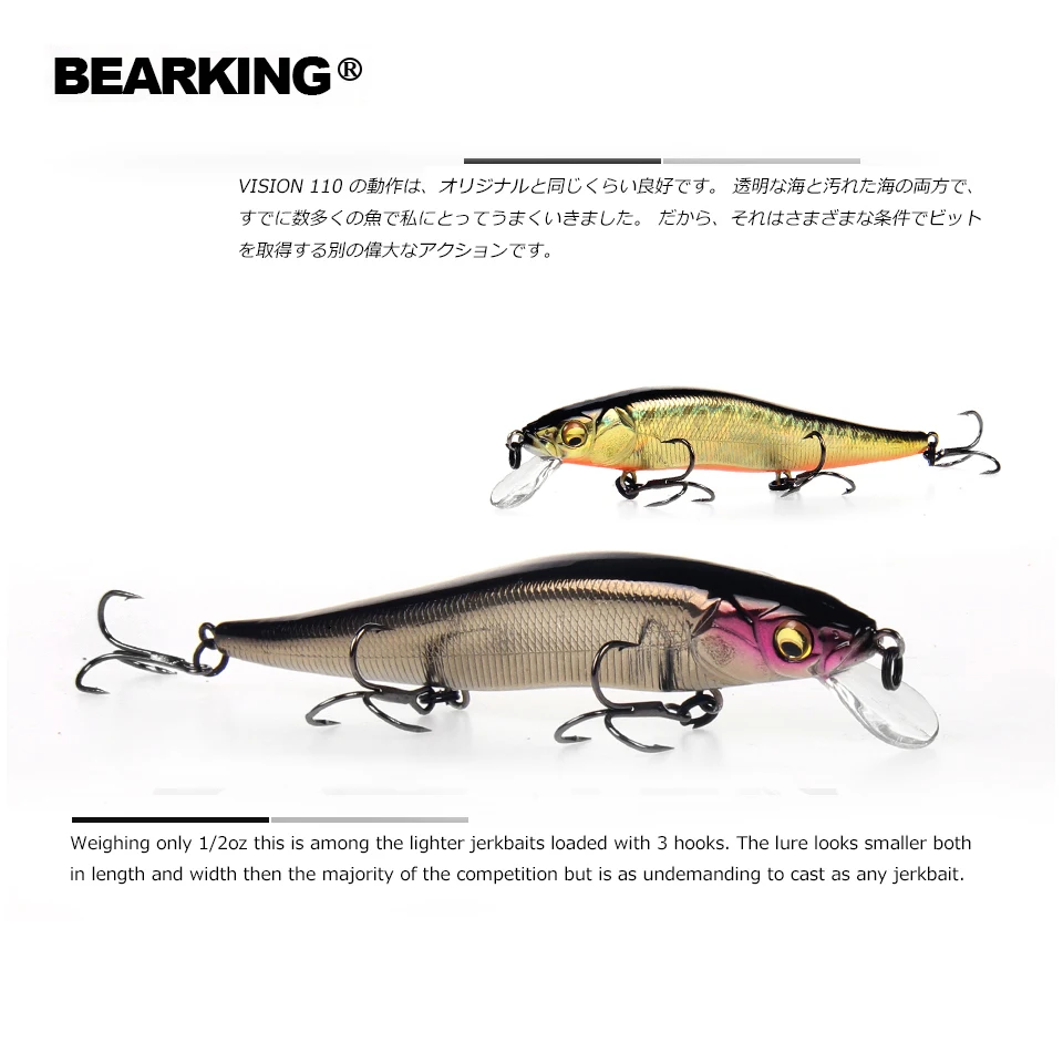 Bearking бренд W01 жесткие рыболовные приманки гольян 11 см 14 г качественные приманки воблеры для глубокого дайвинга рыболовные снасти