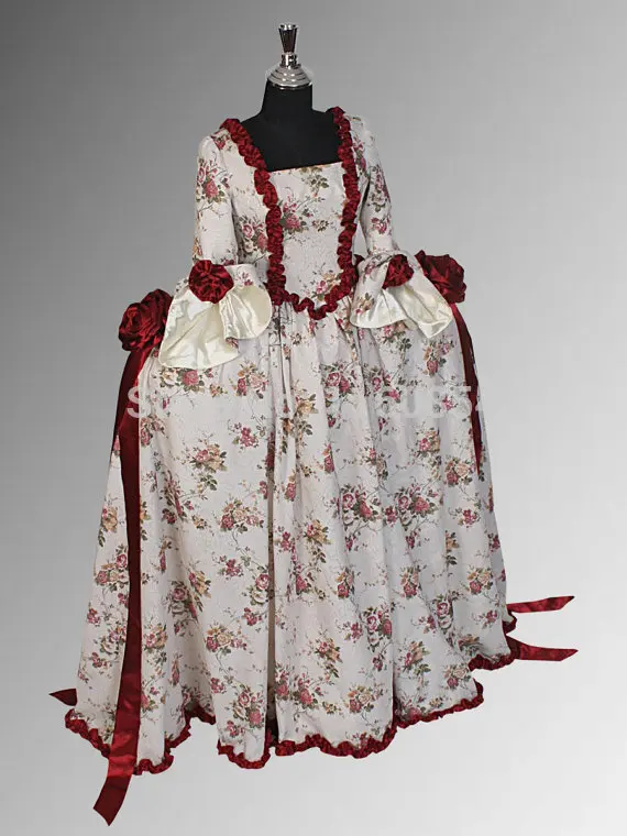 Летнее платье в стиле ренессанс или средневековья Антуанетт с цветочным принтом