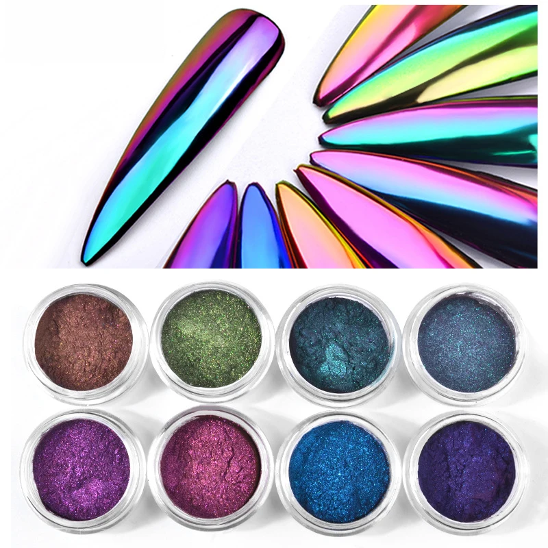 

1 Jar Glitter Color-Changing Optical Chameleon Fine Mirror Powder Dust Nail Art Laser Illusion Effect Stive Decals DIY Makeup