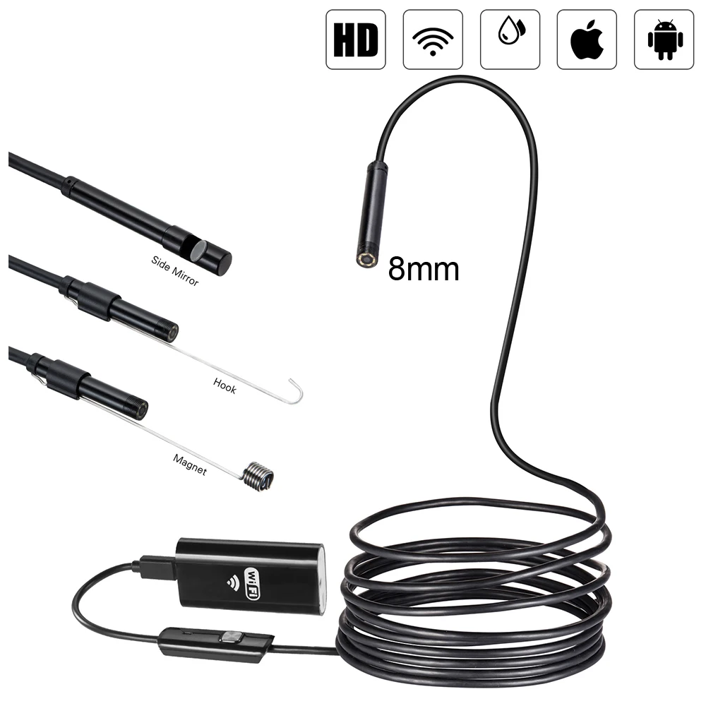 

Wifi Endoscope Camera Android 720P 8mm 1m 2m 5m 7/10m Cable Snake Flexible Usb Endoscope For Iphone Borescope Camera Endoscopio