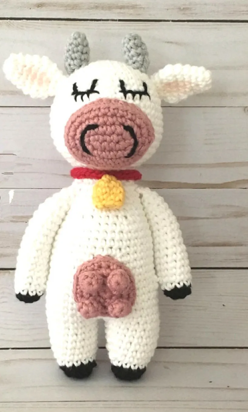 Крючком игрушки amigurumi погремушка ручной работы кукла корова Номер модели YJS0015
