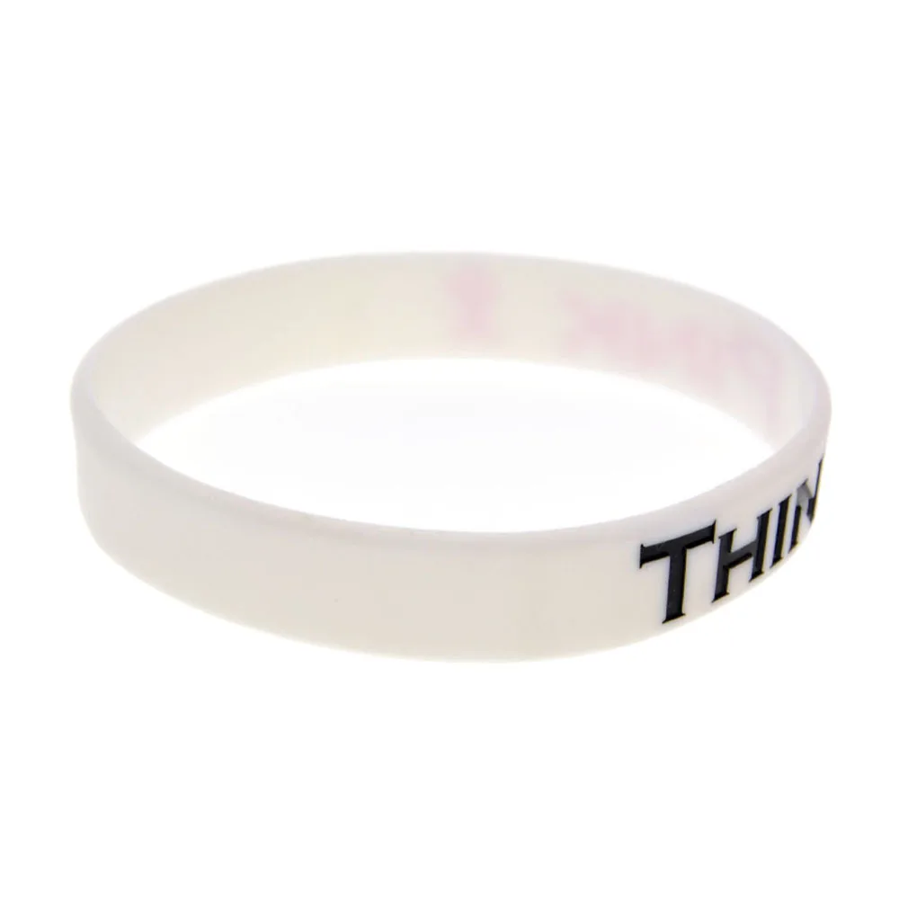 1 шт. Think Pink с лентой знание потребителей о Wristband Силикона белого цвета|Браслеты