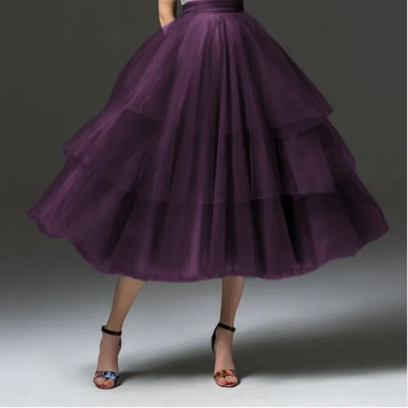 Юбка с оборками для взрослых эластичная трапециевидная юбка до щиколотки