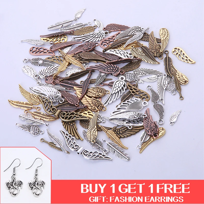 Винтажные металлические подвески с крыльями ангела классические аксессуары