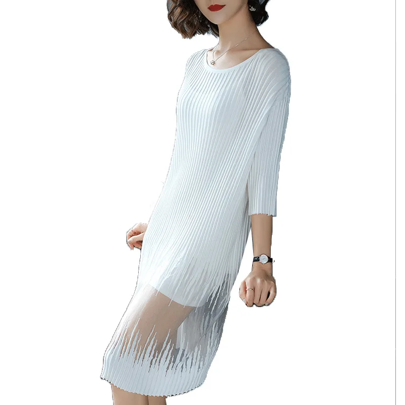 2018 New Summer Casual A-line Solid Half sleeve Lace Knee-length fashion Natural O-neck women Dresses plus size M-3XL | Женская одежда