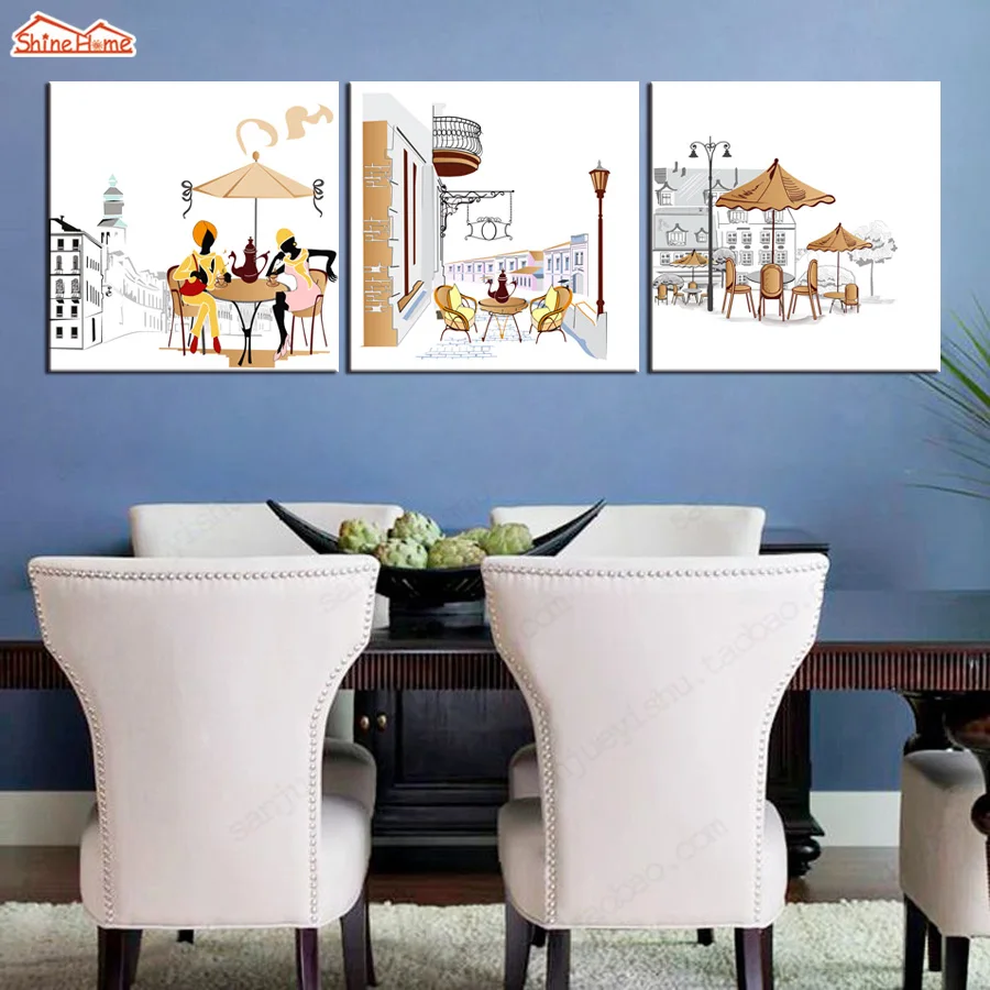 

Модульная картина триптиха для напитков и кофе, Картина на холсте с принтом, для кафе, отеля, столовой