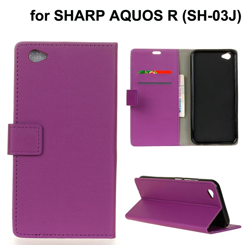 Чехол-Кошелек из искусственной кожи для SHARP AQUOS R SH-03J однотонный 03j стильный