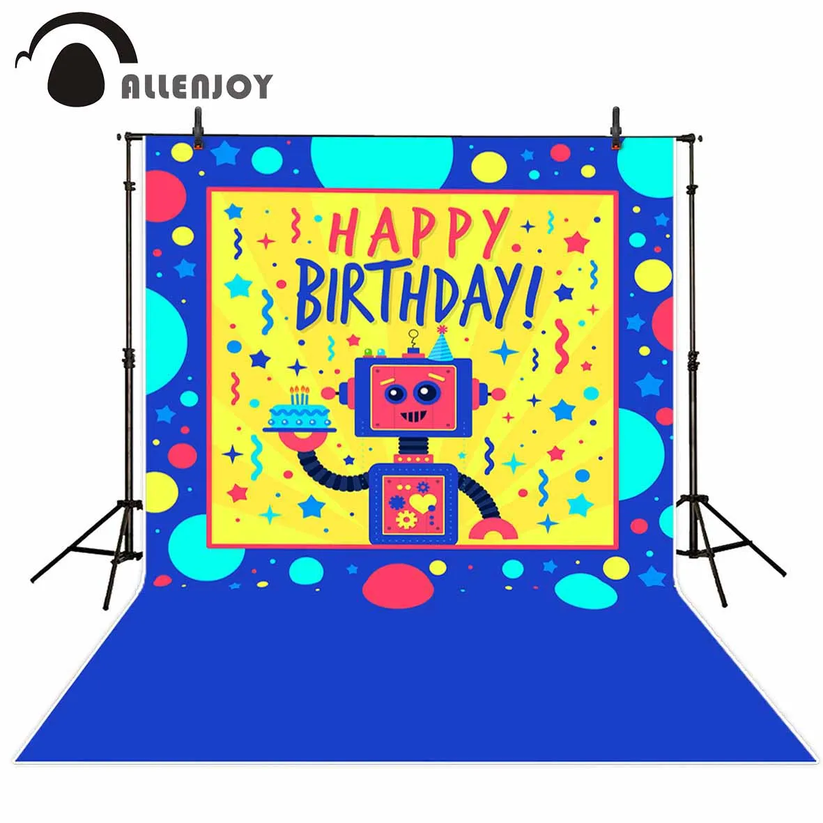 Allenjoy Новые поступления Фото фоны робот пятно желтый торт красочный день рождения