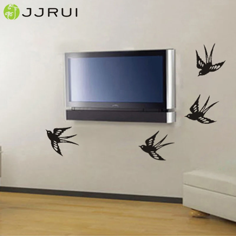 Домашняя наклейка JJRUI стикер летающие талисманы набор из флока с 4 силуэтами птиц