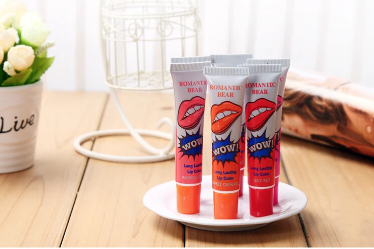 Drop shipping Tear Away lipgloss Romantic Bear Magic Color Peel Mask Tint Pack Lipsticks  Makeup 48pcs=2sets