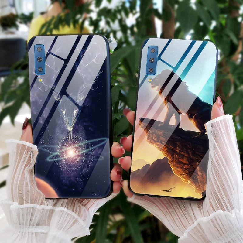Для samsung A7 чехол из закаленного стекла A750 жесткий чехол для samsung Galaxy A7 чехлы для телефонов Чехол 7 7A мягкий бампер