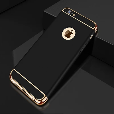 Black Роскошный чехол для телефона с покрытием для iphone 7, 6, 6 S, 8 Plus, Жесткий ПК, полный защитный чехол для iphone XR, XS, MAX X, 5, 5S, SE, чехол, Fundas Capa - Цвет: Black
