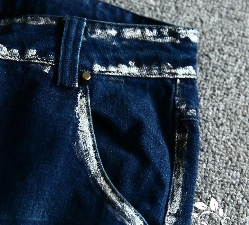 Женские джинсовые брюки с леопардовым принтом Демисезонные из денима отделкой