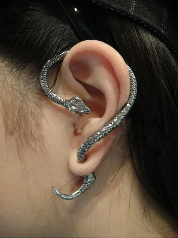 Vintage Punk Clip Earrings Stud earring Hyperbole Trendy Animals Snake Men Women Large Long unilateral Side Serpentine Jewelry G | Украшения