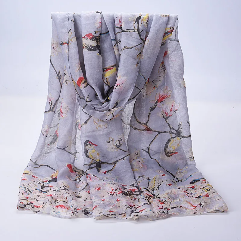 

2020 New Fashion Design Soft Thin Cotton Voile Scarf Women Animal Bird printed Scarves Shawls Foulard Sjaal Cachecol Feminino