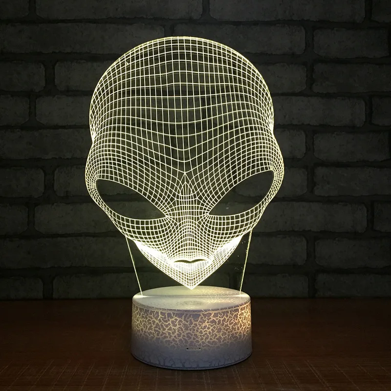Инопланетянин 3D Акриловый светодиодный ночник сенсорный 7 цветов меняющийся
