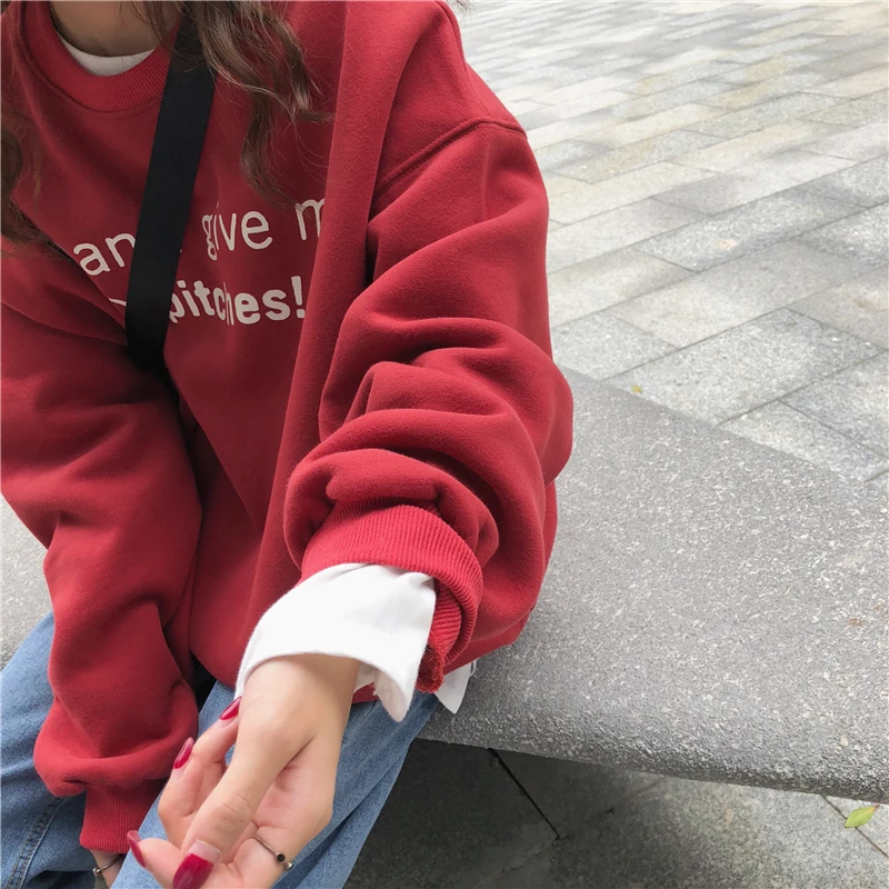 2 colors 2018 autumn and winter korean style letter print long-sleeve thicking warm sweatshirts pullover womens (y3126) | Женская одежда