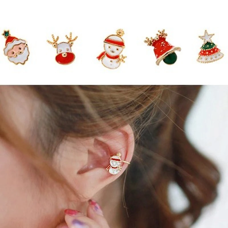 Модные рождественские серьги Wukaka для девочек эмалированные в виде Санта-Клауса