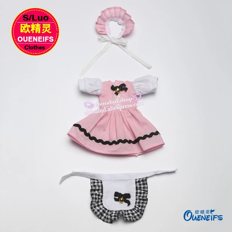 Одежда для куклы BJD SD 1/6 наряд розовые платья фартук в клетку аниме-униформа